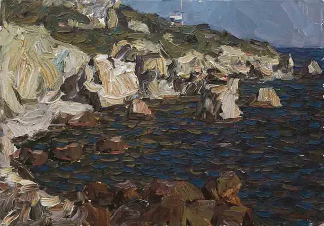 شمس المساء ، زيت على كرتون ، 50 × 72 ، 1992