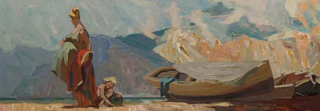 Fisherwoman, canvas, oil. Size: 70x200. Year: 2008