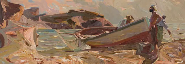 In the rays of the setting sun, canvas, oil