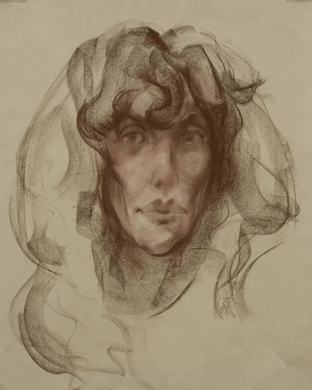 Ира Белау. Бумага. Сепия. Мел. 65 х 50 см. 1995 г.