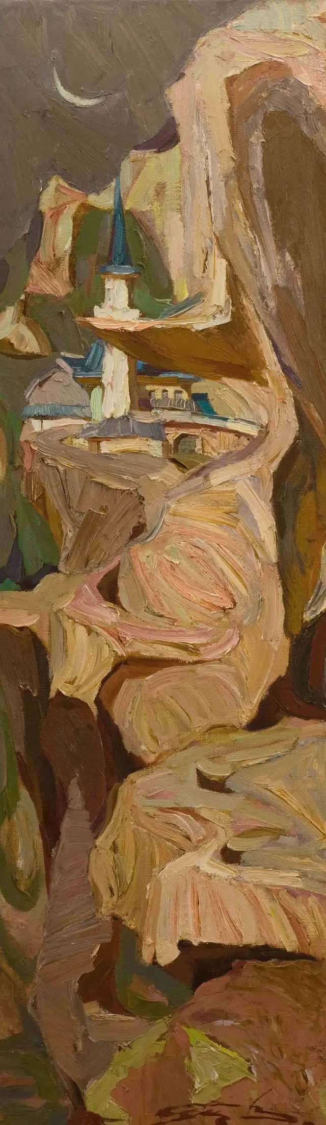 خيال عجيب في الحجارة ، زيت على قماش ، 150 × 45 ، 2002
