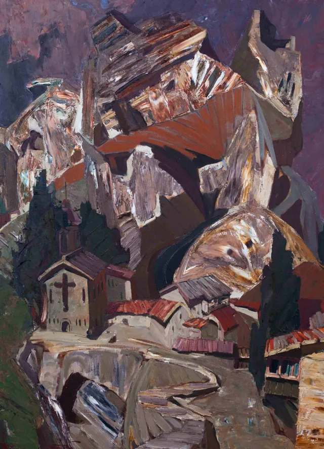 Among the rocks. Canvas, oil. Size: 150х110. Year: 2009
