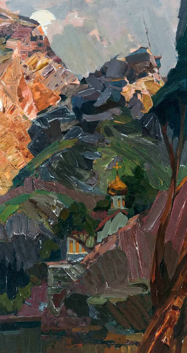 Among the rocky shores. Canvas, oil. Size: 150х80. Year: 2018