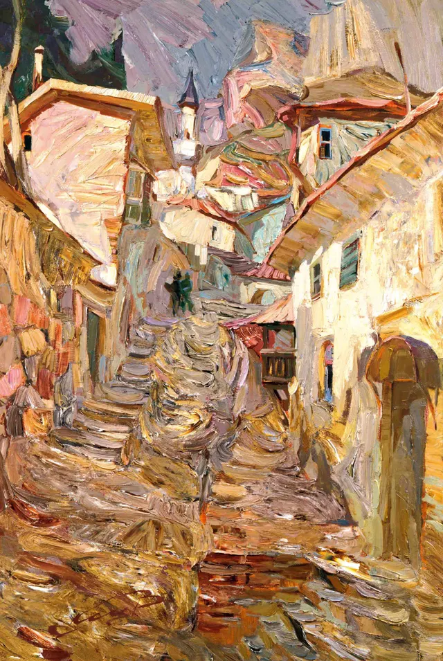 By the ancient streets of the Crimea. Canvas, oil. Size: 150х100. Year: 2001