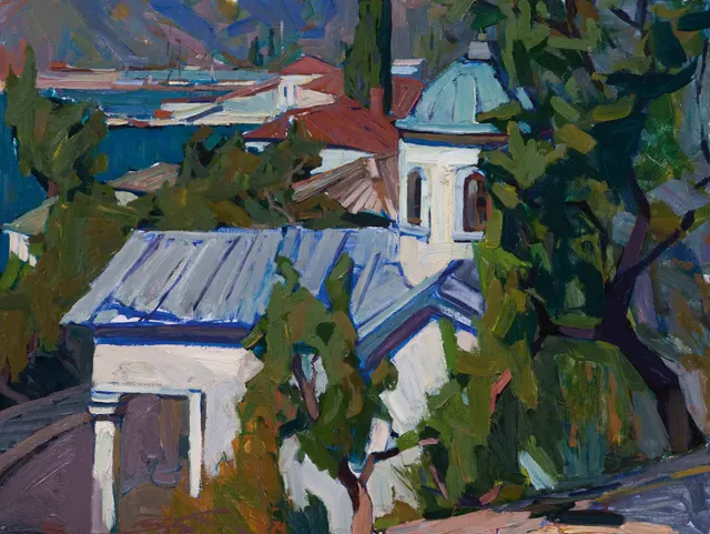 الكنيسة في بالاكلافا ، زيت على كرتون ، 60 × 80 سم، 2007
