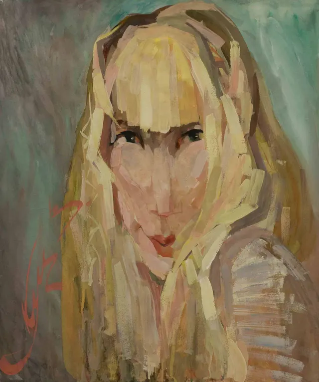 Женский портрет. Бумагаю Акварель. Гуашь. 65 х 50 см. 2000 г.