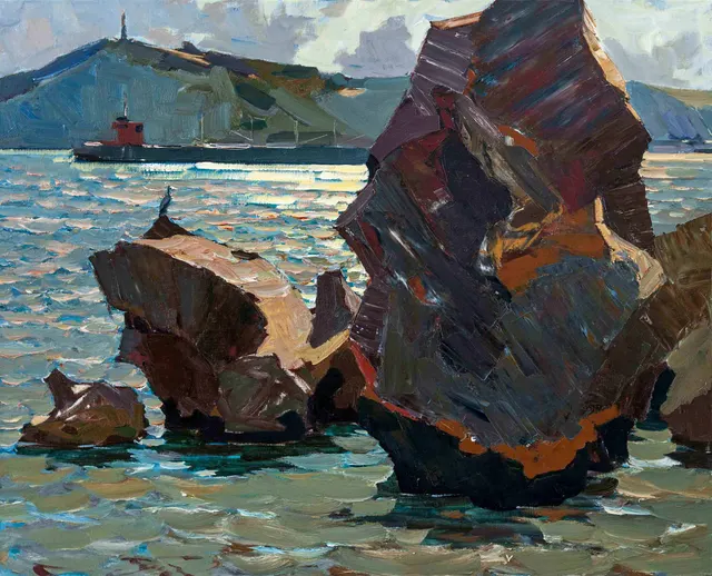 صخور ، زيت على قماش ، 100 × 120 ، 2018