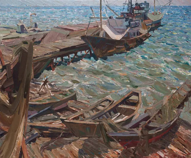 رصيف شمسي ، زيت على قماش ، 100 × 120 ، 2013