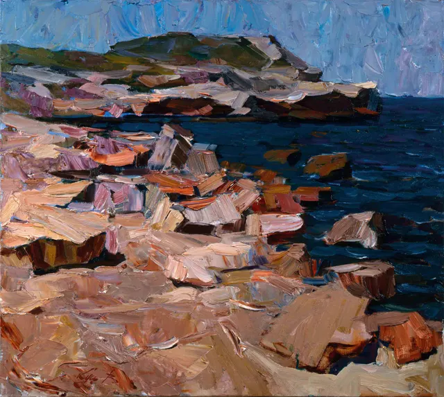 شاطىء شمسي ، زيت على كرتون ، 80 × 90 ، 1999