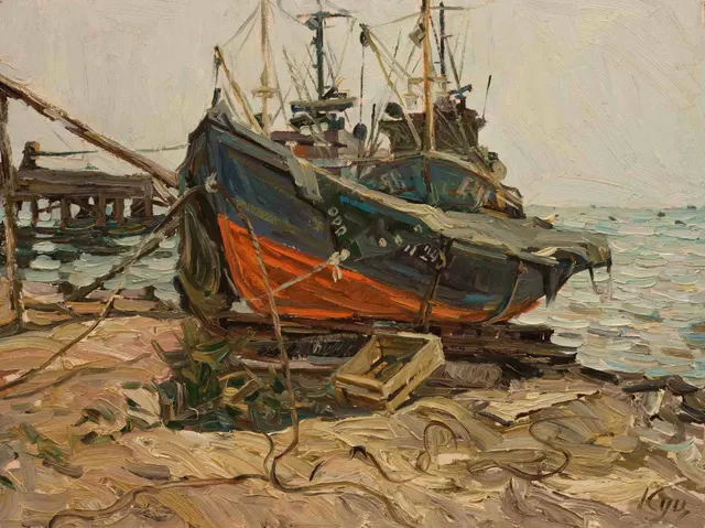 ايتود (قارب) ، زيت على كرتون ، 50 × 66.6 ، 1989
