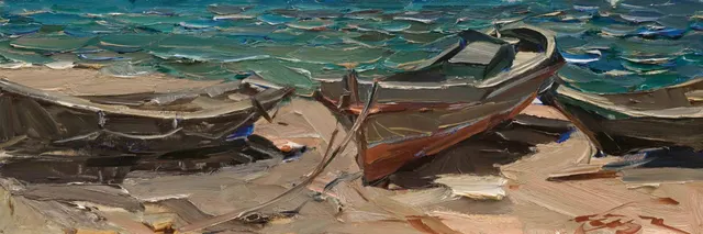 في الازوف ، زيت على كرتون ، 24.5 × 72.5 ، 2008