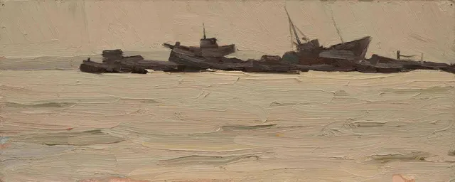 مساء ، زيت على كرتون ، 20 × 50 ، 1987