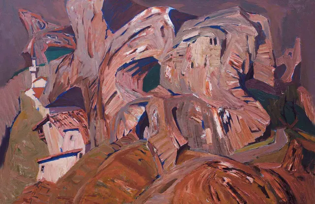 A legend set into a stone. Canvas, oil. Size: 100х150. Year: 2006