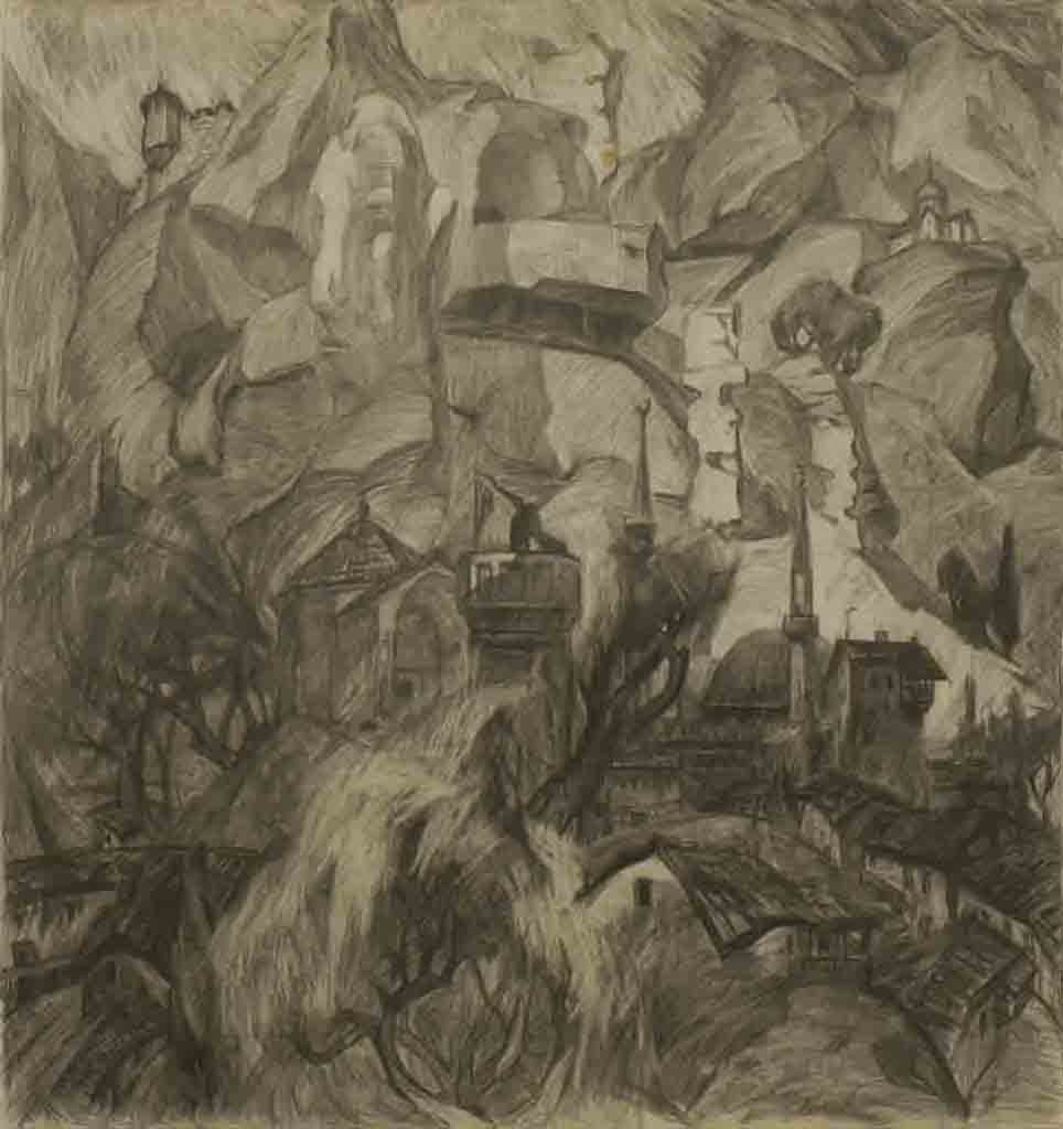 Sketch to the project Cimmerian shores. Paper. Pencil. Year: 1997.