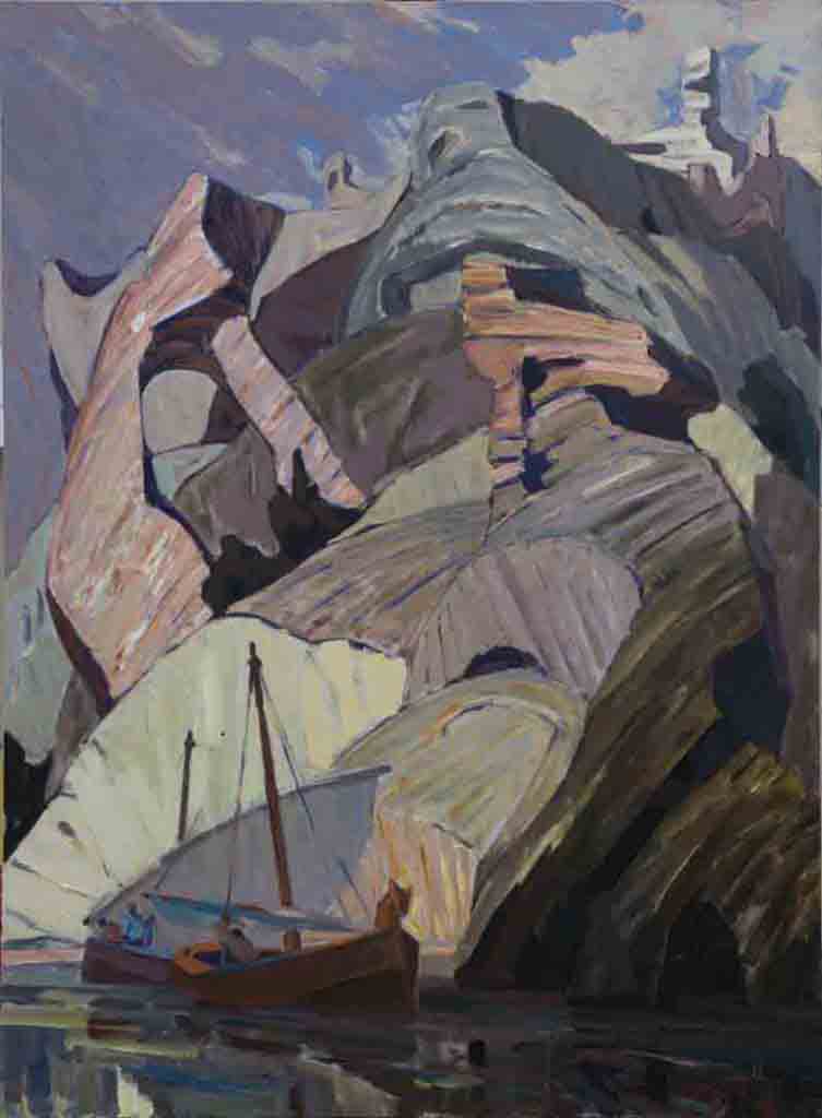 Under the cover of coastal rocks. Canvas, oil. Size: 150х110. Year: 2009