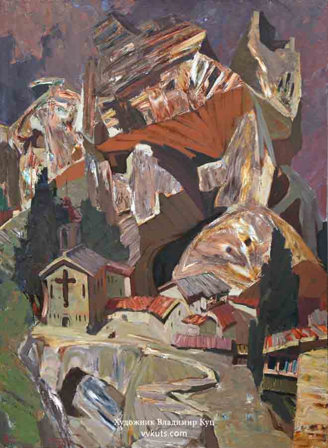 Among the rocks. Canvas, oil.  Size: 150х110. Year: 2009