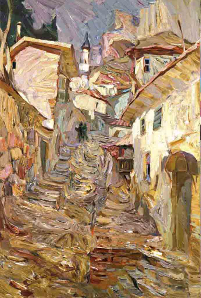 By the ancient streets of the Crimea. Canvas, oil. Size: 150х100. Year: 2001