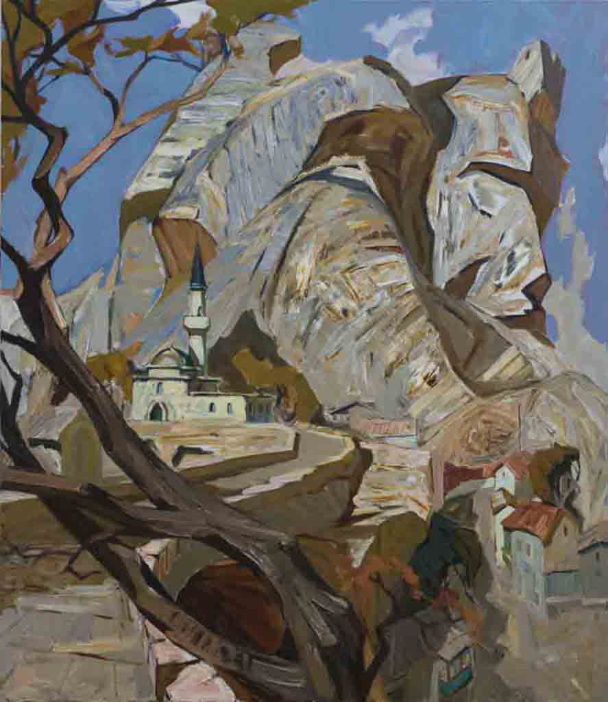 Outside the old mosque. Canvas, oil. Size: 150х130. Year: 2009.