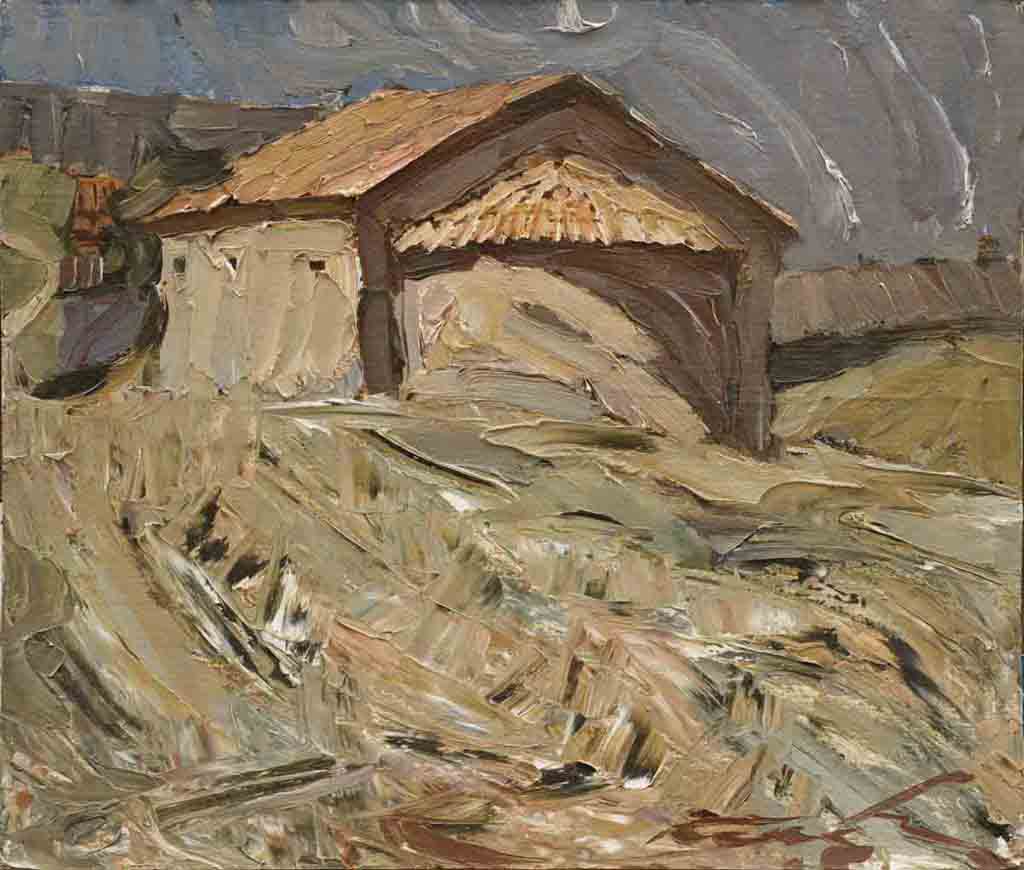 Church, cardboard, oil. Size: 50x43. Year:2006