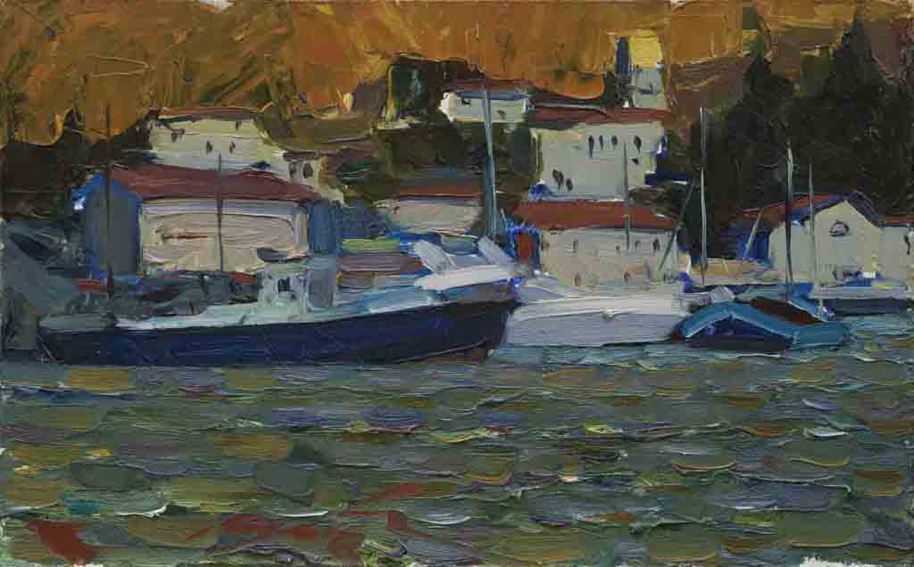 Evening, cardboard, oil. Size: 50x30. Year: 2008.