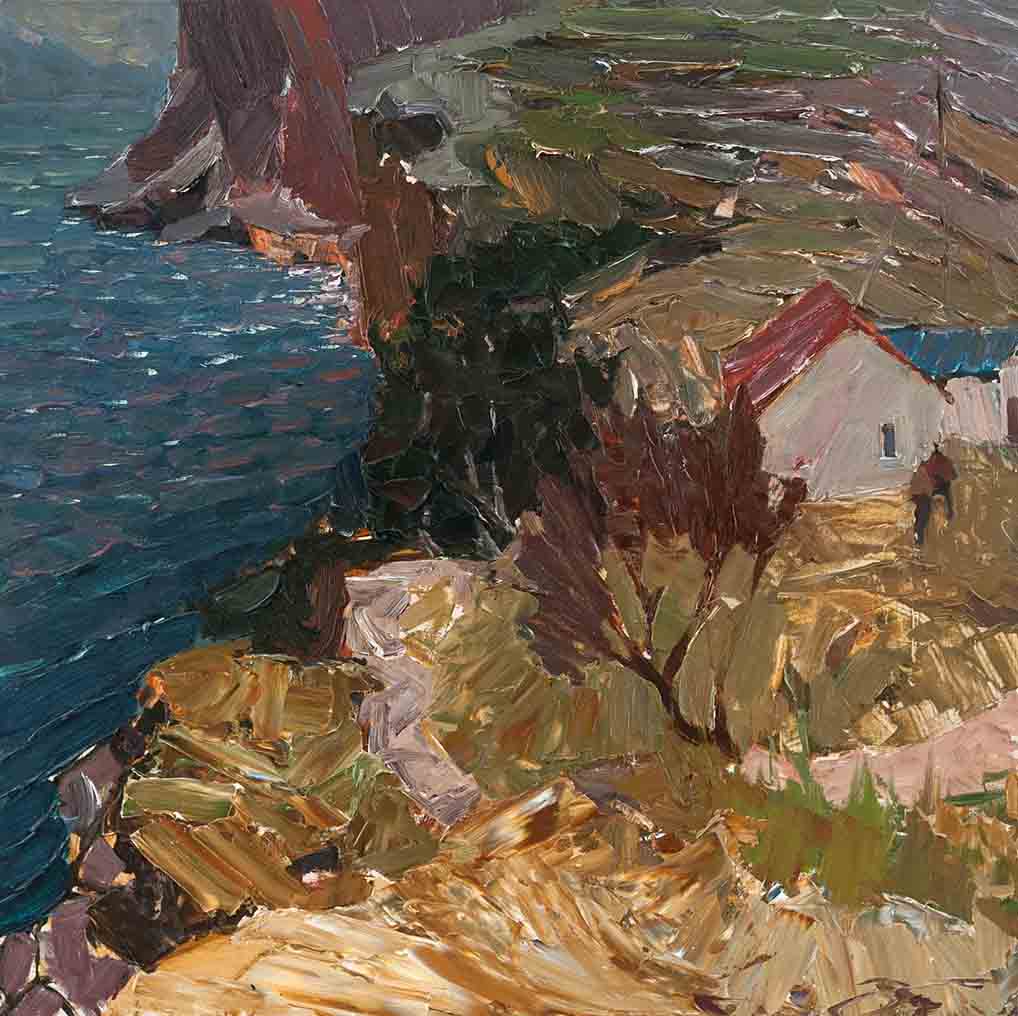 February on the southern coast. Cardboard, oil. Size: 80х80. Year: 2018
