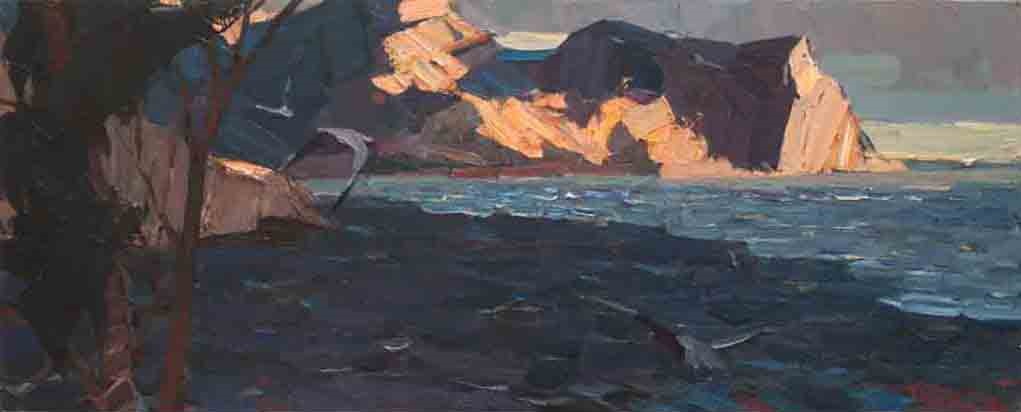 November in the south. Canvas, oil. Size: 40х100. Year: 2013