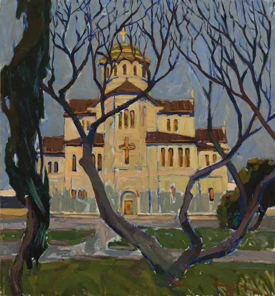 Through the crowns of trees. Cardboard, oil. Size: 80х79,5. Year: 2006