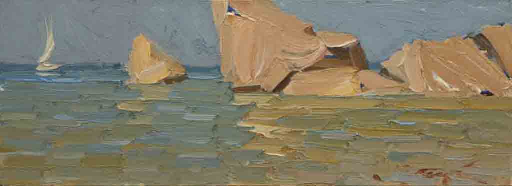 Sunny coast. Canvas, oil. Size: 27х74. Year: 2005