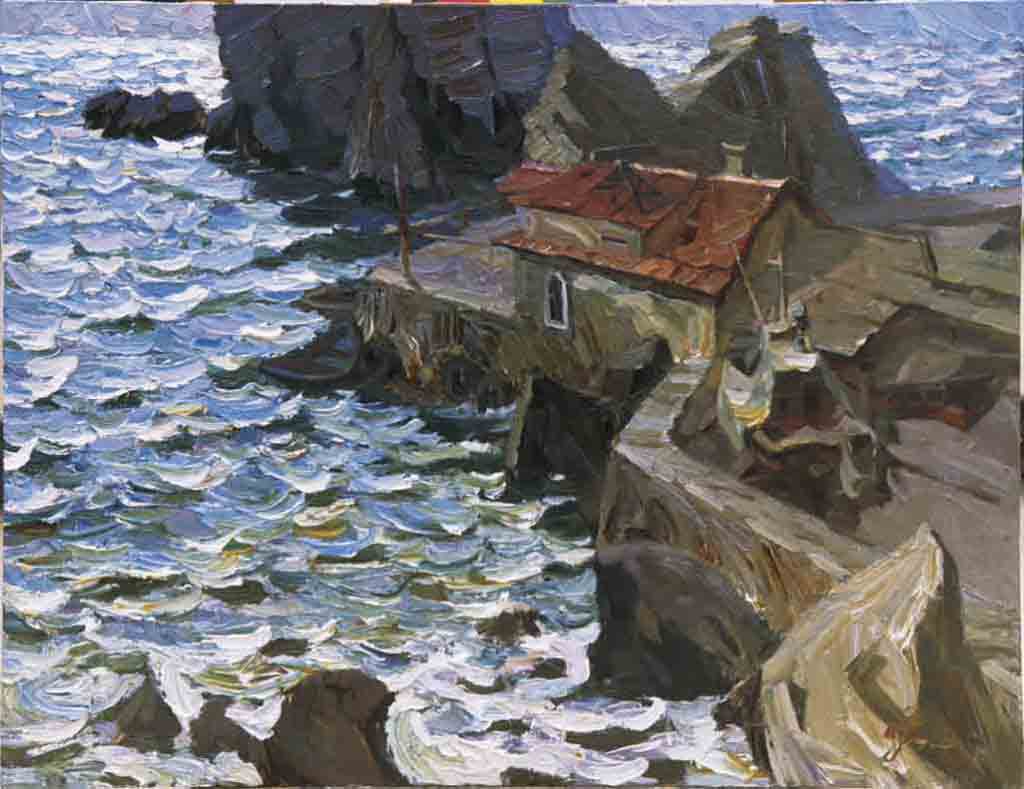 Old station. Canvas, oil. Size: 70х90. Year: 1993