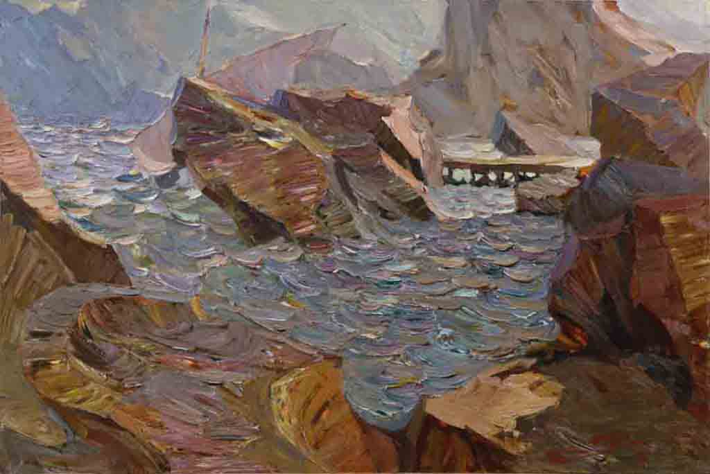 Evening at the read stones. Size: 100х150. Year: 2001