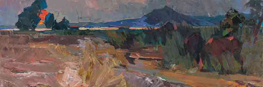 Evening at the Cape Opuk. Canvas, oil. Size: 40х120. Year: 2018