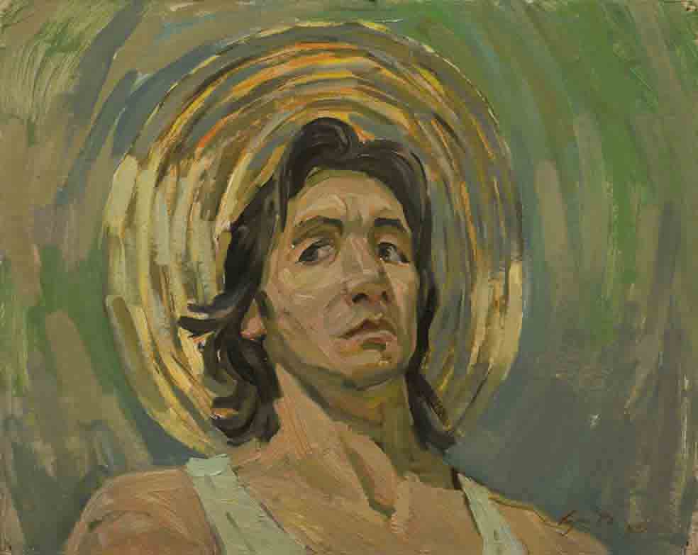 Self-portrait. Cardboard, paper. Size: 50x40.Year: 1989.