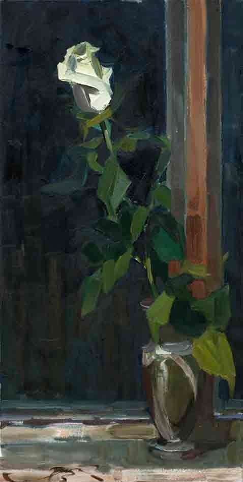 White rose. Canvas, oil. Size: 100х50. Year: 2014