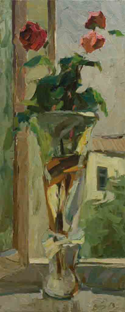 Bouquet. Canvas, oil. Size: 100х40. Year: 1996