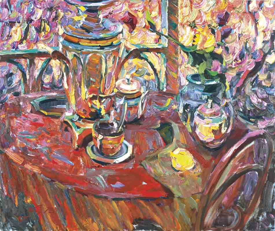 On the porch. Canvas, oil. Size: 100х120. Year: 1995